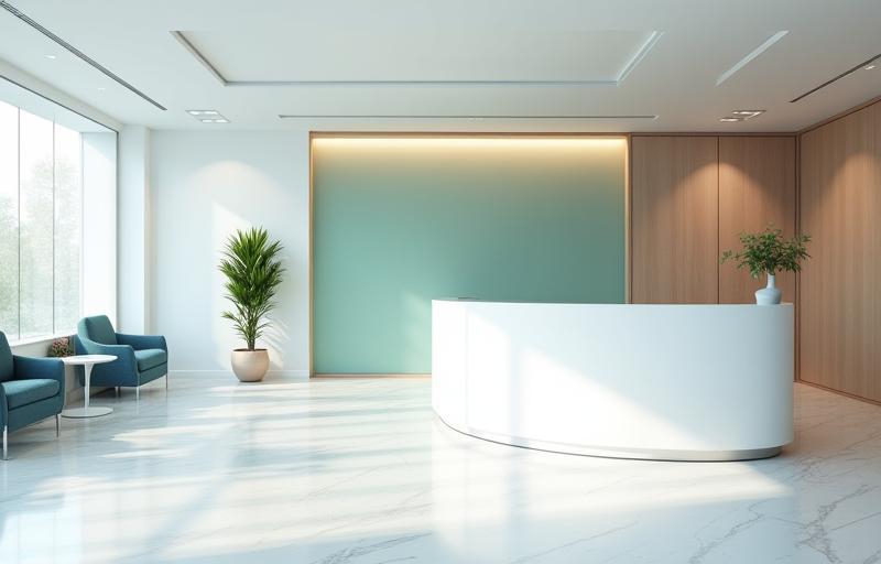Modern and bright office reception area of Southern Cross School Supplies in Melbourne.